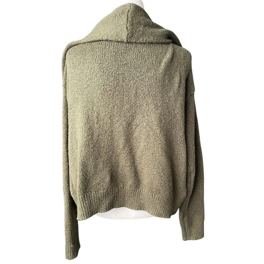 Anthropologie Pilcro cable knit shawl collar cardigan sweater olive Women S Knit - Picture 9 of 16